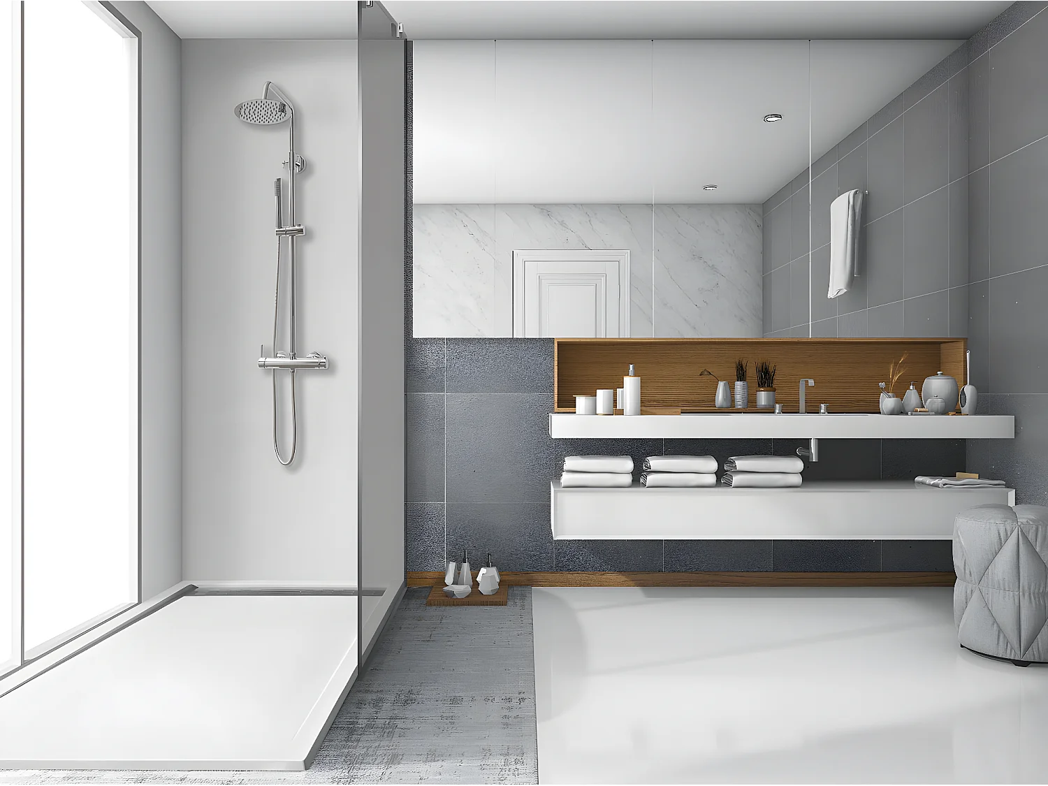 Receveur de douche 80X110 cm avec grille latérale Vulcano Line Extra Slim blanc en résine synthétique et poudre de marbre avec vidage offert