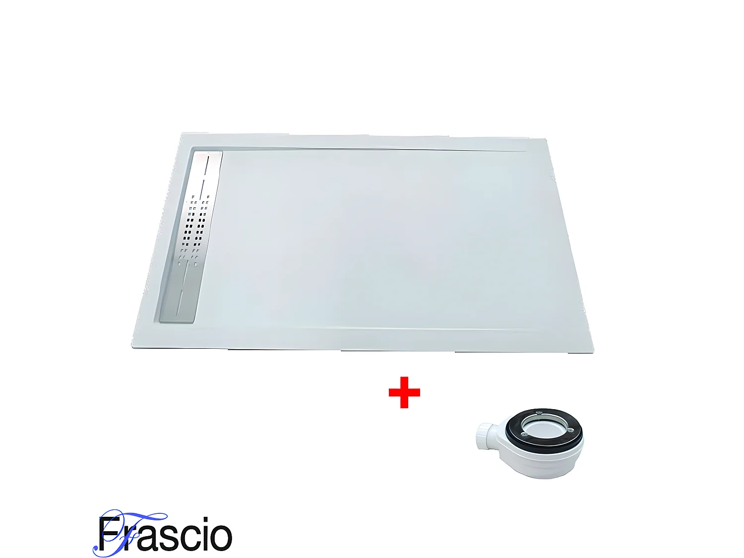 Receveur de douche 70X200 cm avec grille latérale Vulcano Line Extra Slim blanc en résine synthétique et poudre de marbre avec bonde offerte