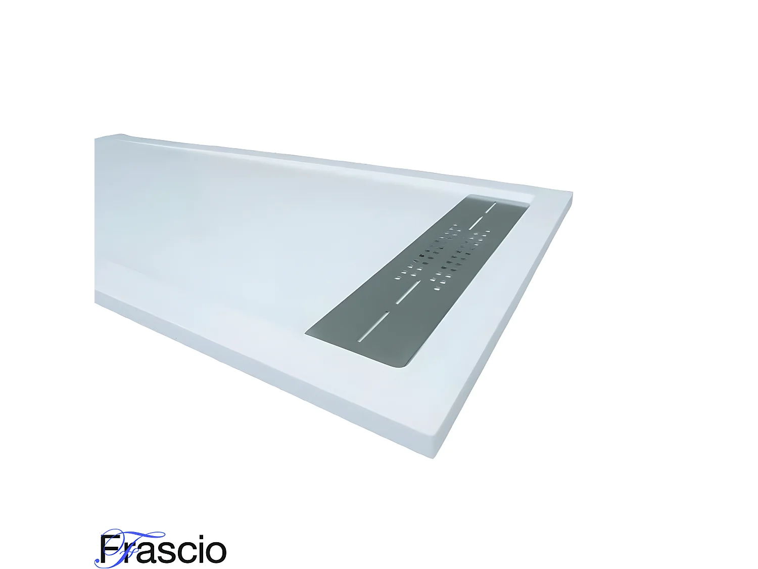 Receveur de douche 70X200 cm avec grille latérale Vulcano Line Extra Slim blanc en résine synthétique et poudre de marbre avec bonde offerte