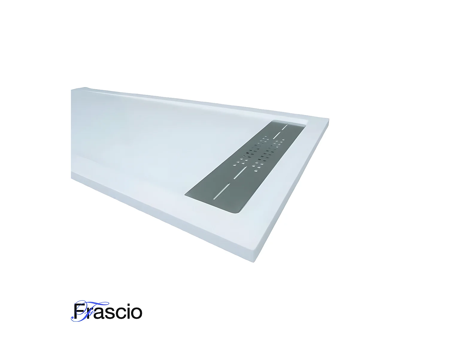 Receveur de douche 90X110 cm avec grille latérale Vulcano Line Extra Slim blanc en résine synthétique et poudre de marbre avec bonde offerte