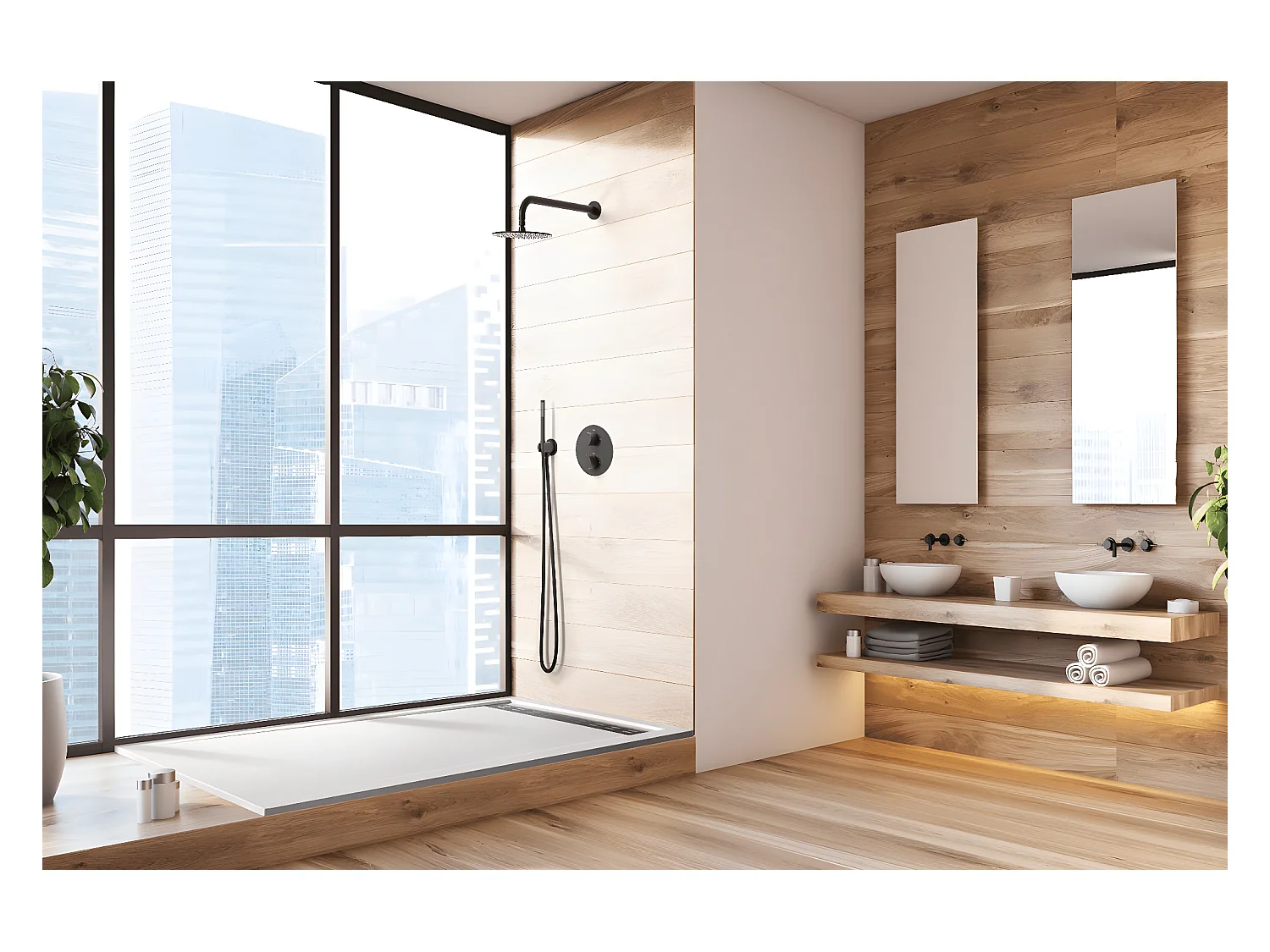 Receveur de douche 90X110 cm avec grille latérale Vulcano Line Extra Slim blanc en résine synthétique et poudre de marbre avec bonde offerte