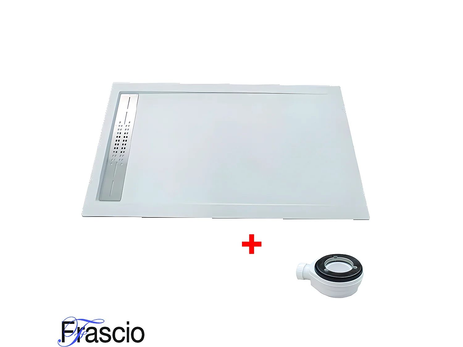 Receveur de douche 70X185 cm avec grille latérale Vulcano Line Extra Slim blanc en résine synthétique et poussière de marbre avec déchets gratuits