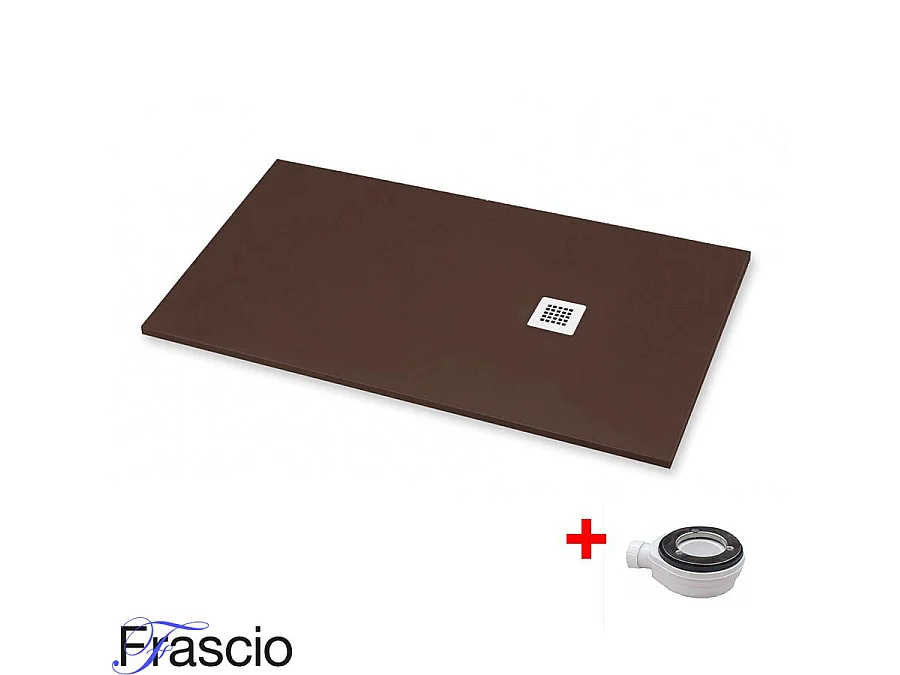 Receveur de Douche 100X190 cm Ligne Vulcano Extra Fin Couleur Chocolat Ral 8017 en Résine Synthétique et Poudre de Marbre Avec Bonde Offerte