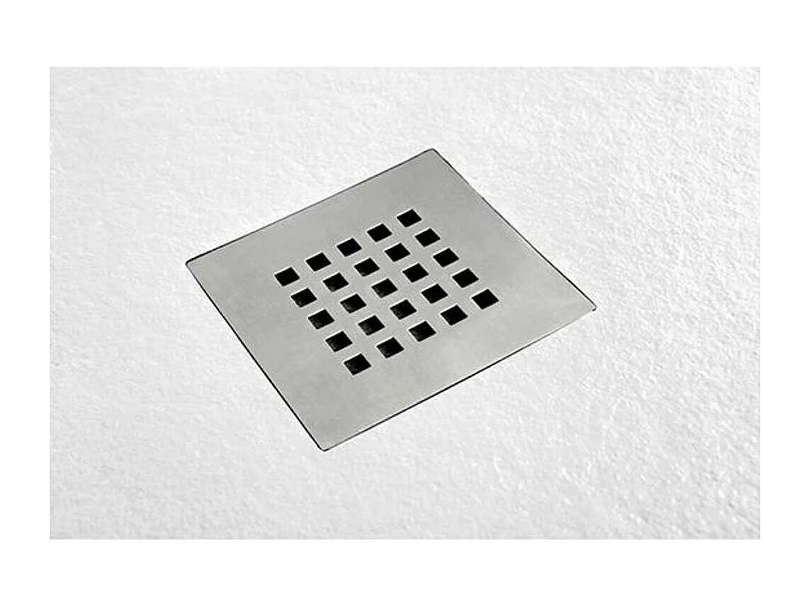 Receveur de Douche 80X120 cm Ligne Vulcano Extra Fin Gris Clair Ral 7035 en Résine Synthétique et Poudre de Marbre avec Bonde Libre