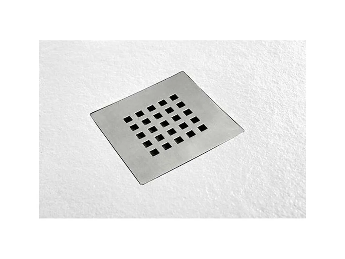 Receveur de Douche 80X120 cm Ligne Vulcano Extra Fin Gris Clair Ral 7035 en Résine Synthétique et Poudre de Marbre avec Bonde Libre