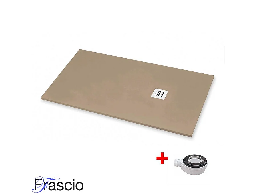 Receveur de Douche 80X200 cm Ligne Vulcano Extra Fin Beige Ral 1019 en Résine Synthétique et Poussière de Marbre Avec Bonde Offerte