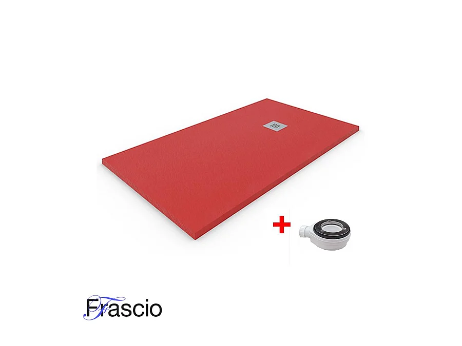 Douchebak 80X130 cm Vulcano Line Extra Slim Kleur Rood Ral 3020 In Kunsthars en Marmerpoeder Met Gratis Afval