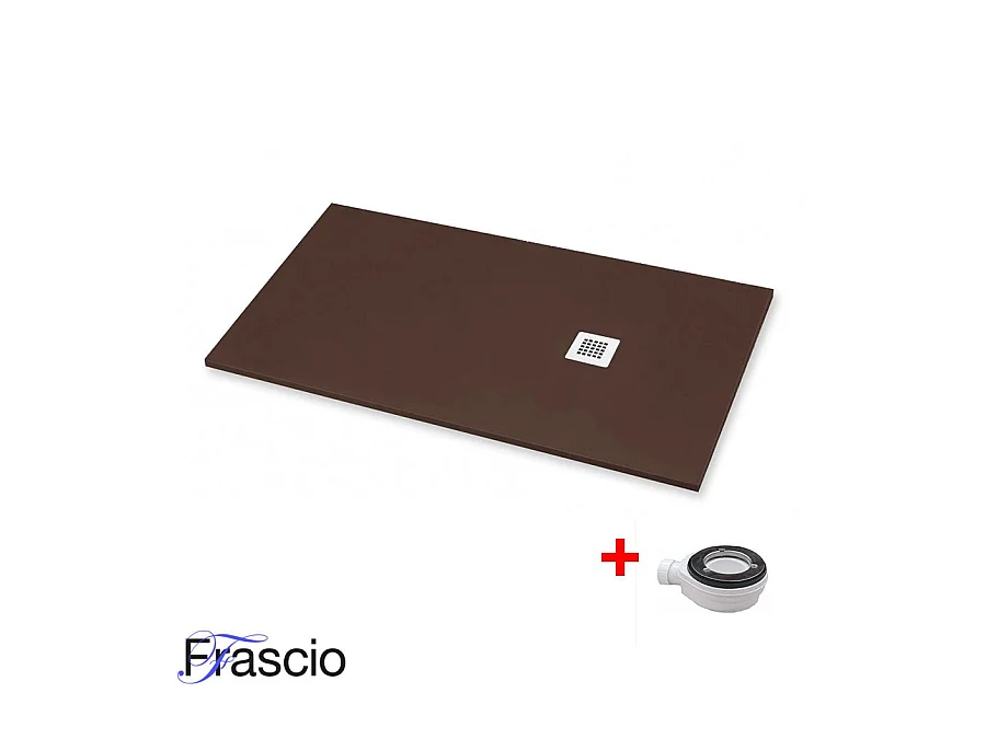 Receveur de Douche 70X100 cm Ligne Vulcano Extra Fin Couleur Chocolat Ral 8017 en Résine Synthétique et Poudre de Marbre Avec Bonde Offerte