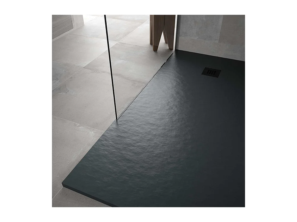 Duschwanne 70X120 cm Vulcano Line Extra Slim Anthrazitfarbe aus Kunstharz und Marmorstaub mit kostenlosem Ablauf