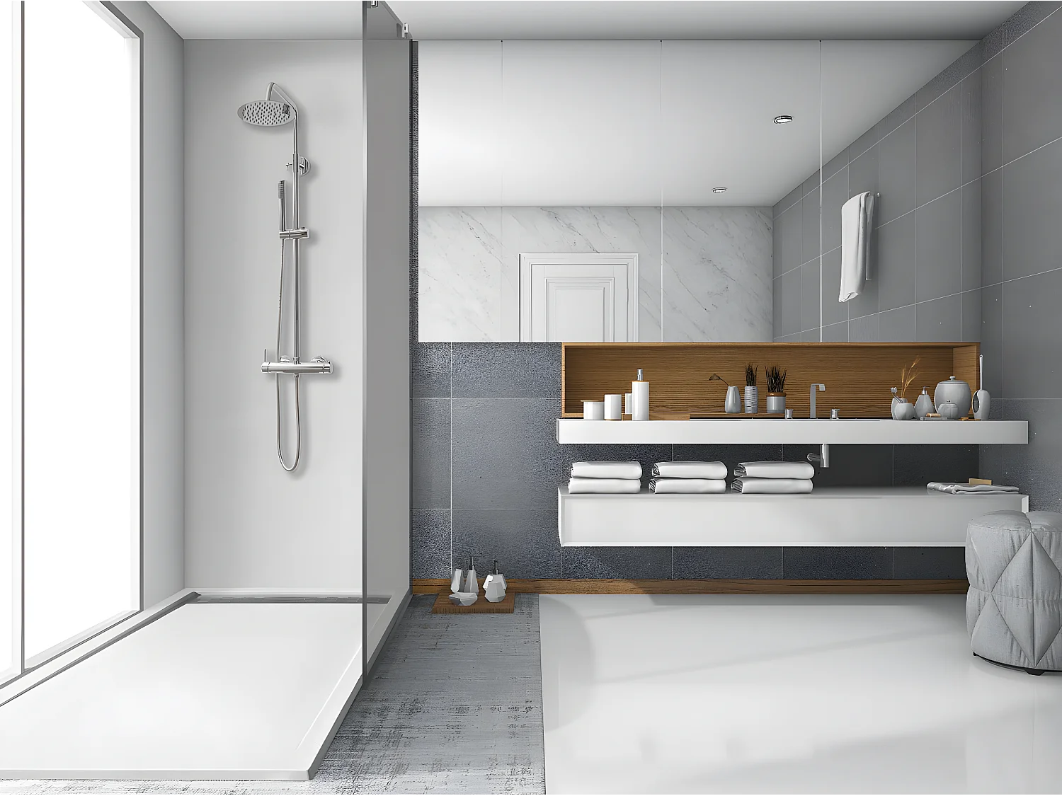 Receveur de douche 80X150 cm avec grille latérale Vulcano Line Extra Slim blanc en résine synthétique et poussière de marbre avec vidage offert