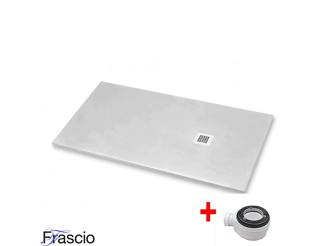 Receveur de Douche 90X90 cm Ligne Vulcano Extra Fine Coloris Gris Clair Ral 7035 En Résine Synthétique et Poudre de Marbre Avec Bonde Offerte