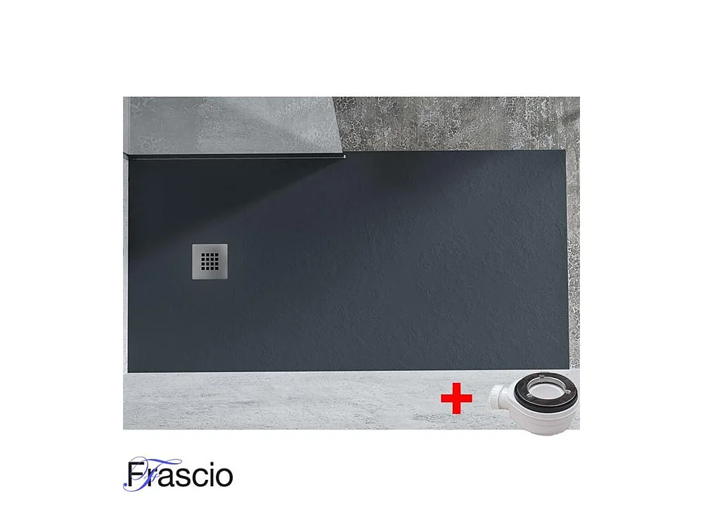 Receveur de Douche 80X100 cm Ligne Vulcano Extra Fin Couleur Anthracite En Résine Synthétique et Poudre de Marbre Avec Vidange Libre