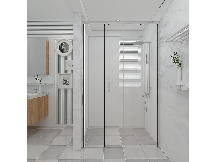 Paroi de douche 195 cm murale avec entrée facilitée avec un verre fixe