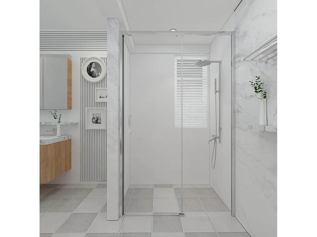 Paroi de douche 110 cm murale avec entrée facilitée avec un verre fixe et un coulissant hauteur 200 cm