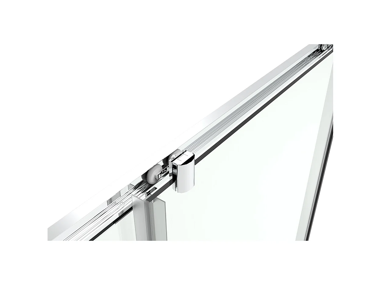 Duschabtrennung 125 cm Wand mit erleichtertem Eingang mit einer festen Glasscheibe und einer Schiebetür, Höhe 200 cm