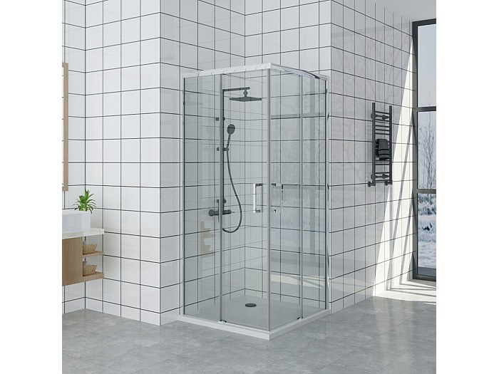 Cabine Douche 90x90 AP. 90 CM H185 Trasparente Modèle Sintesi Duo 2 Portillons 83619965