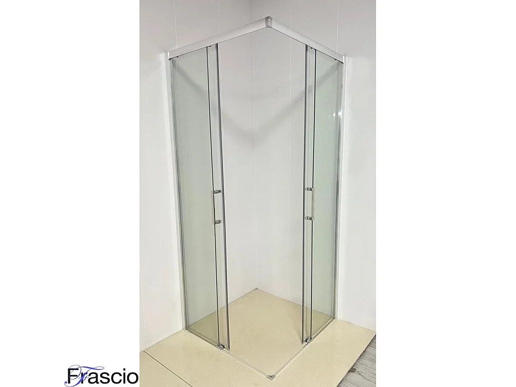 Cabine de douche 65x135 cm ouverture d'angle avec entrée facilitée hauteur 200 cm en verre trempé