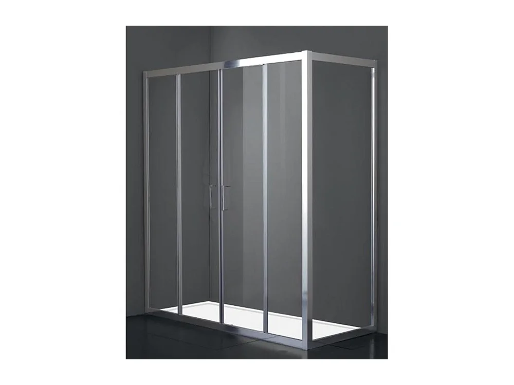 Douchewand 180x100 cm Hoog 200cm 1 Vast Glas + Ap. 4 centrale kristallen, transparant chroomprofiel