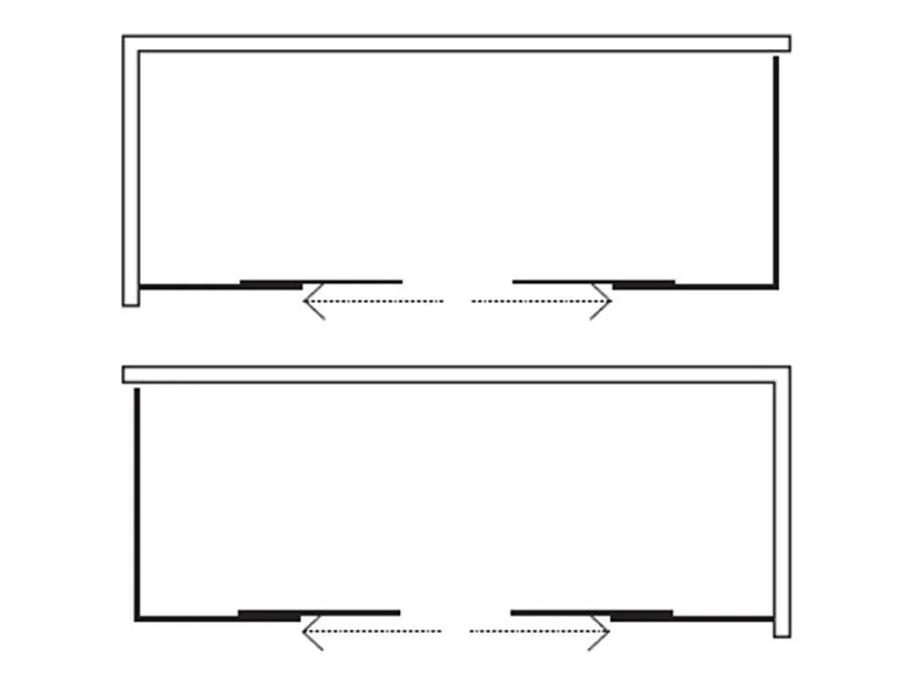 Douchewand 180x100 cm Hoog 200cm 1 Vast Glas + Ap. 4 centrale kristallen, transparant chroomprofiel