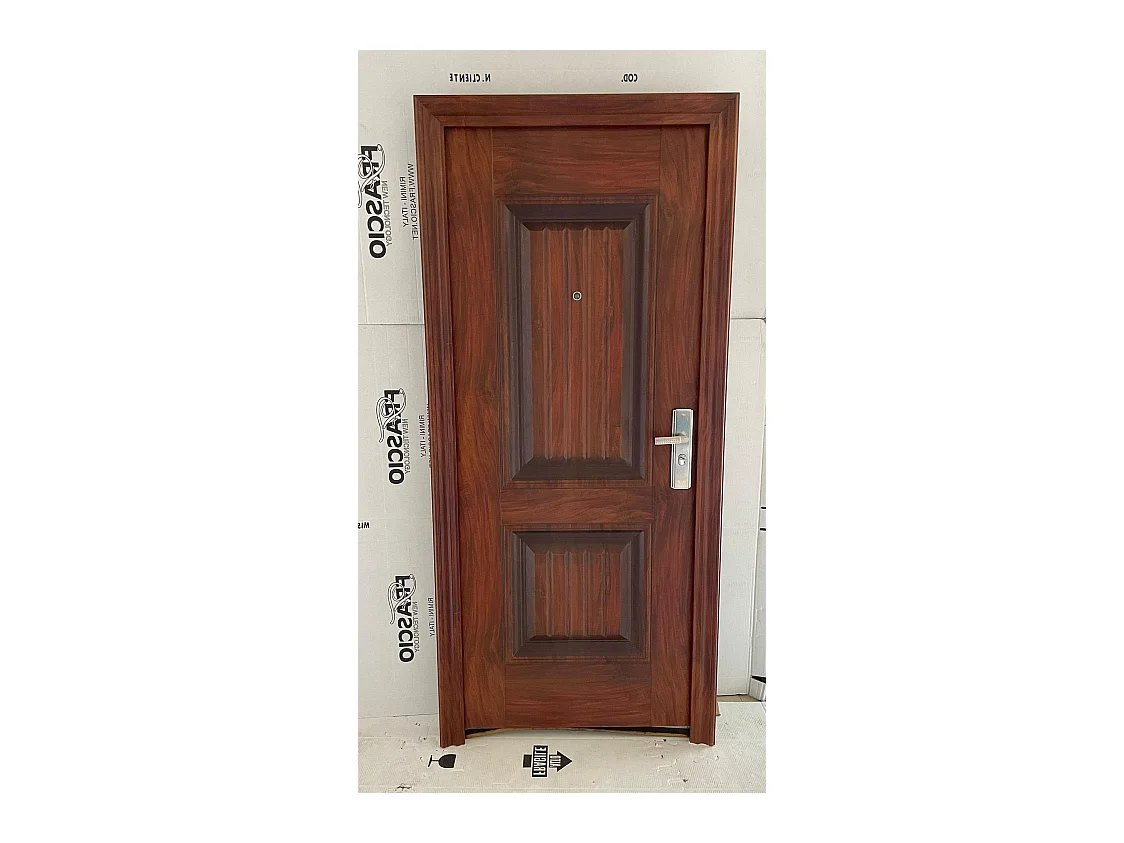 Porte d'entrée modèle 35 marron, version gauche