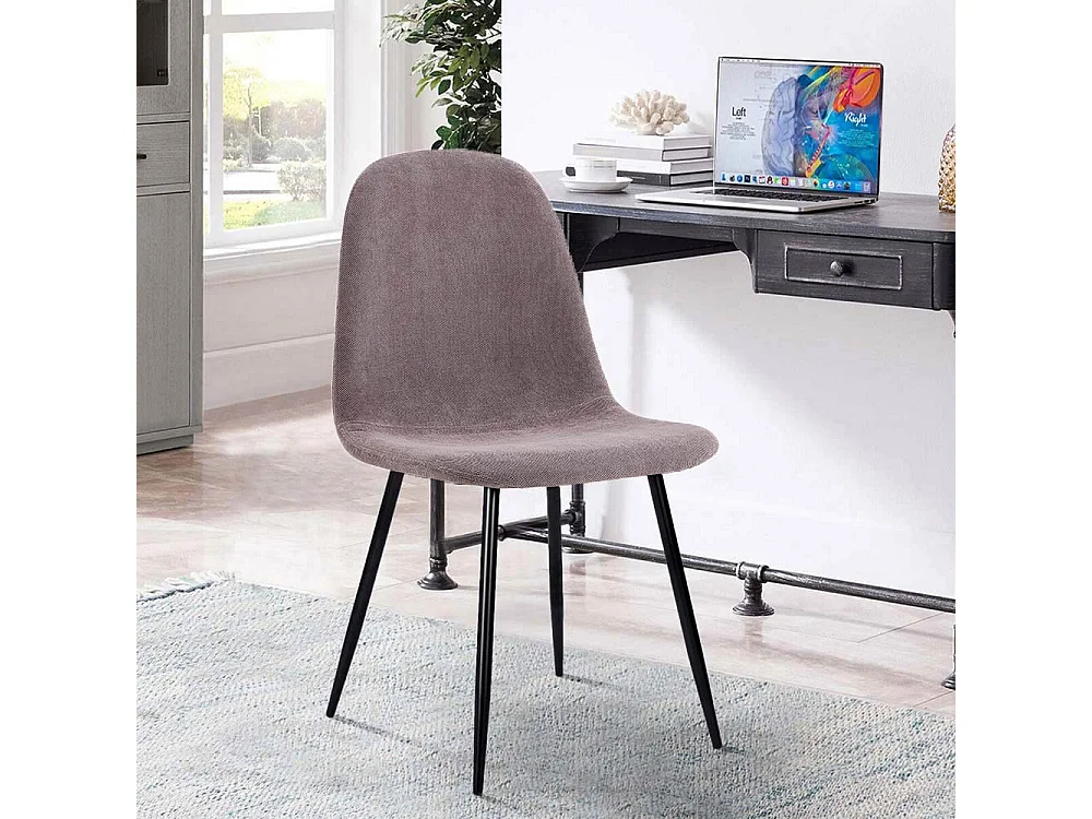 WeHome - Bella Chairs: set van 4 gestoffeerde woonkamerstoelen in bruine stof