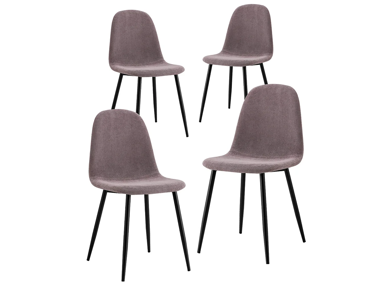 WeHome - Bella Chairs : lot de 4 chaises de salon rembourrées en tissu marron