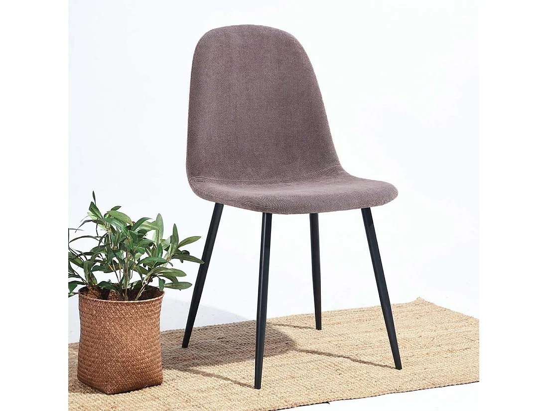 WeHome - Bella Chairs : lot de 4 chaises de salon rembourrées en tissu marron