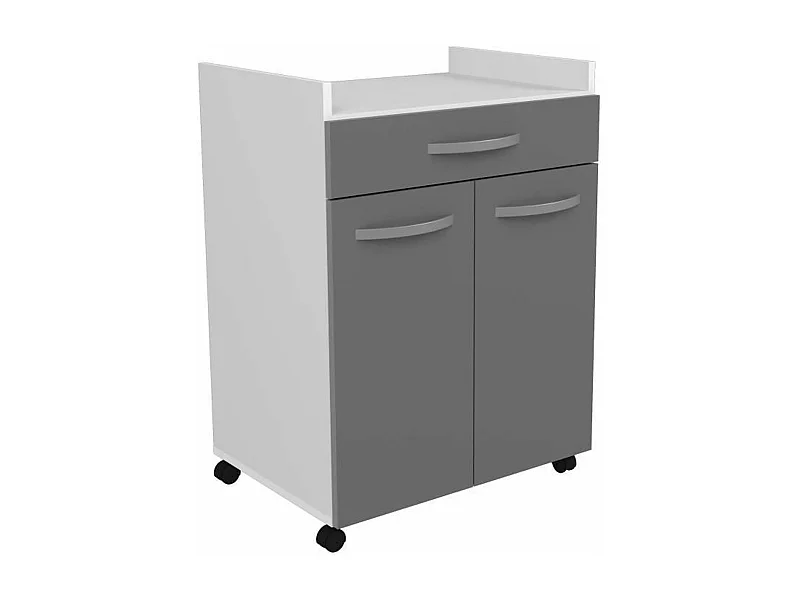 Trolley 60 cm - 1 lade en 1 deur - 60 x 44 x 81 cm - Kleur glanzend grijs