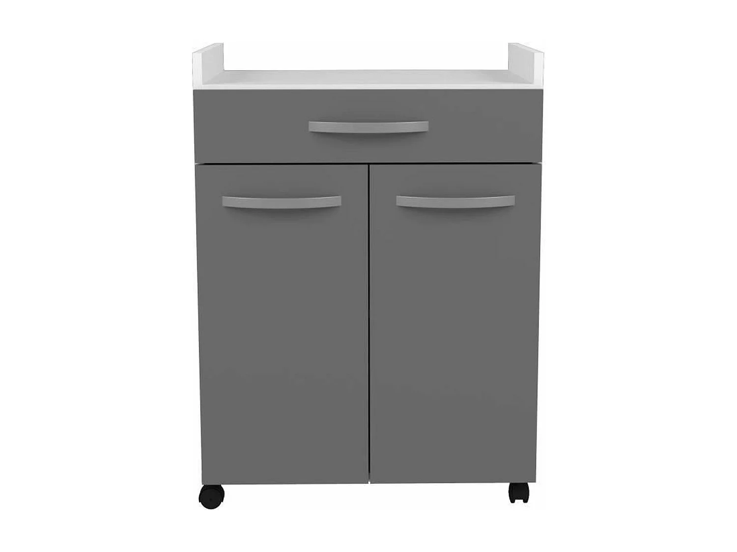 Desserte de 60 cm - 1 Tiroir et 1 Porte - 60 x 44 x 81 cm - Coloris Gris brillant