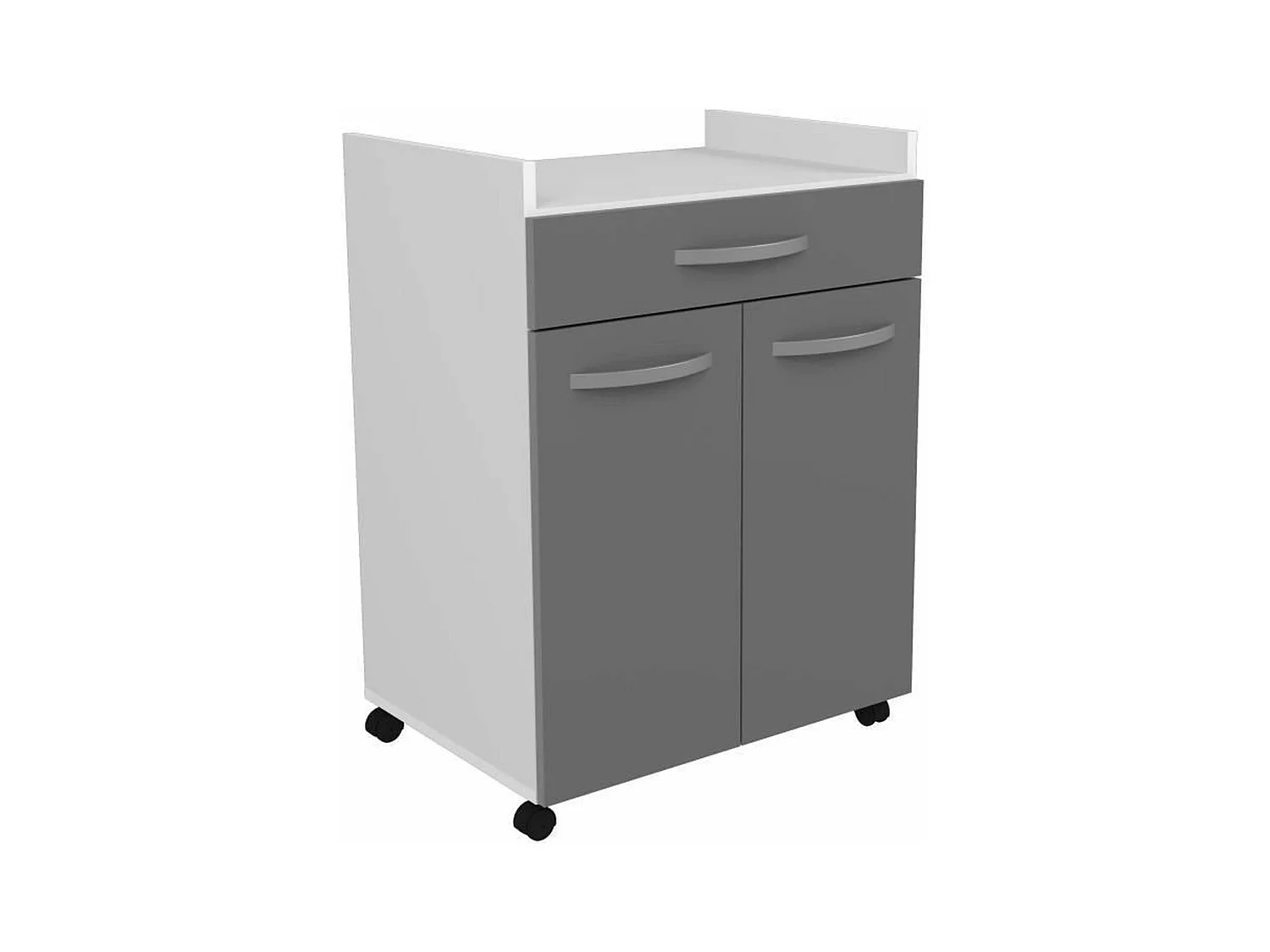 Desserte de 60 cm - 1 Tiroir et 1 Porte - 60 x 44 x 81 cm - Coloris Gris brillant