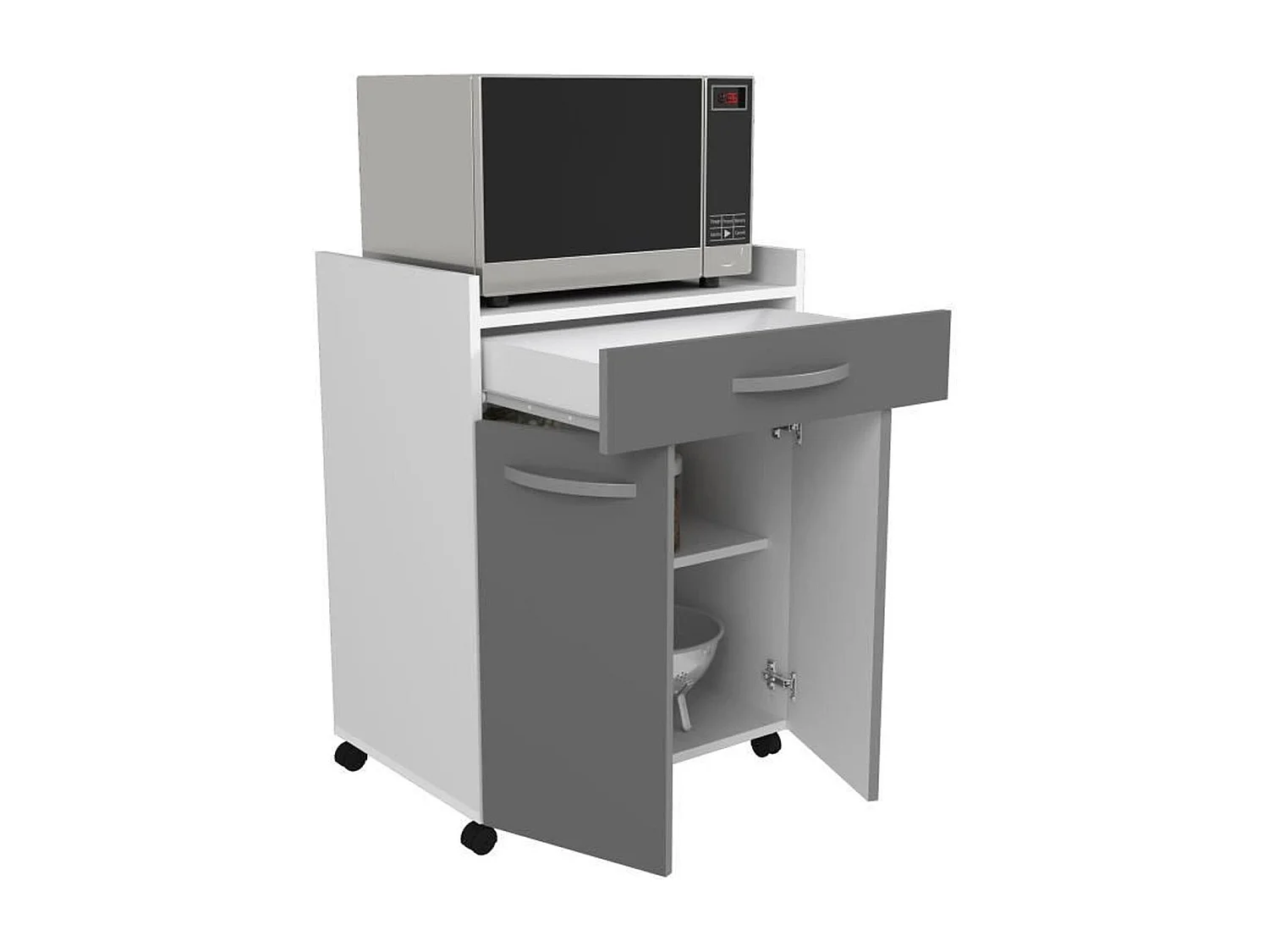 Carro 60 cm - 1 cajón y 1 puerta - 60 x 44 x 81 cm - Color gris brillo