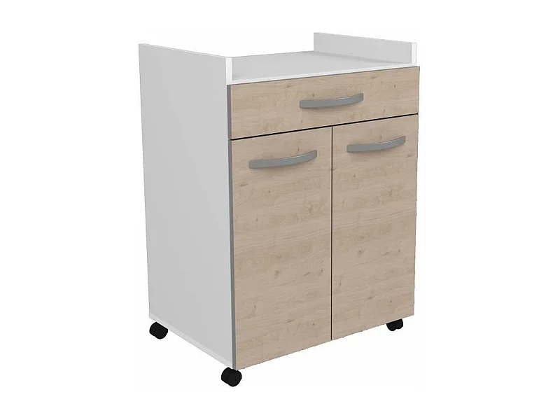 Serveerwagen 60 cm - 1 lade en 1 deur - 60 x 44 x 81 cm - Eikenkleur