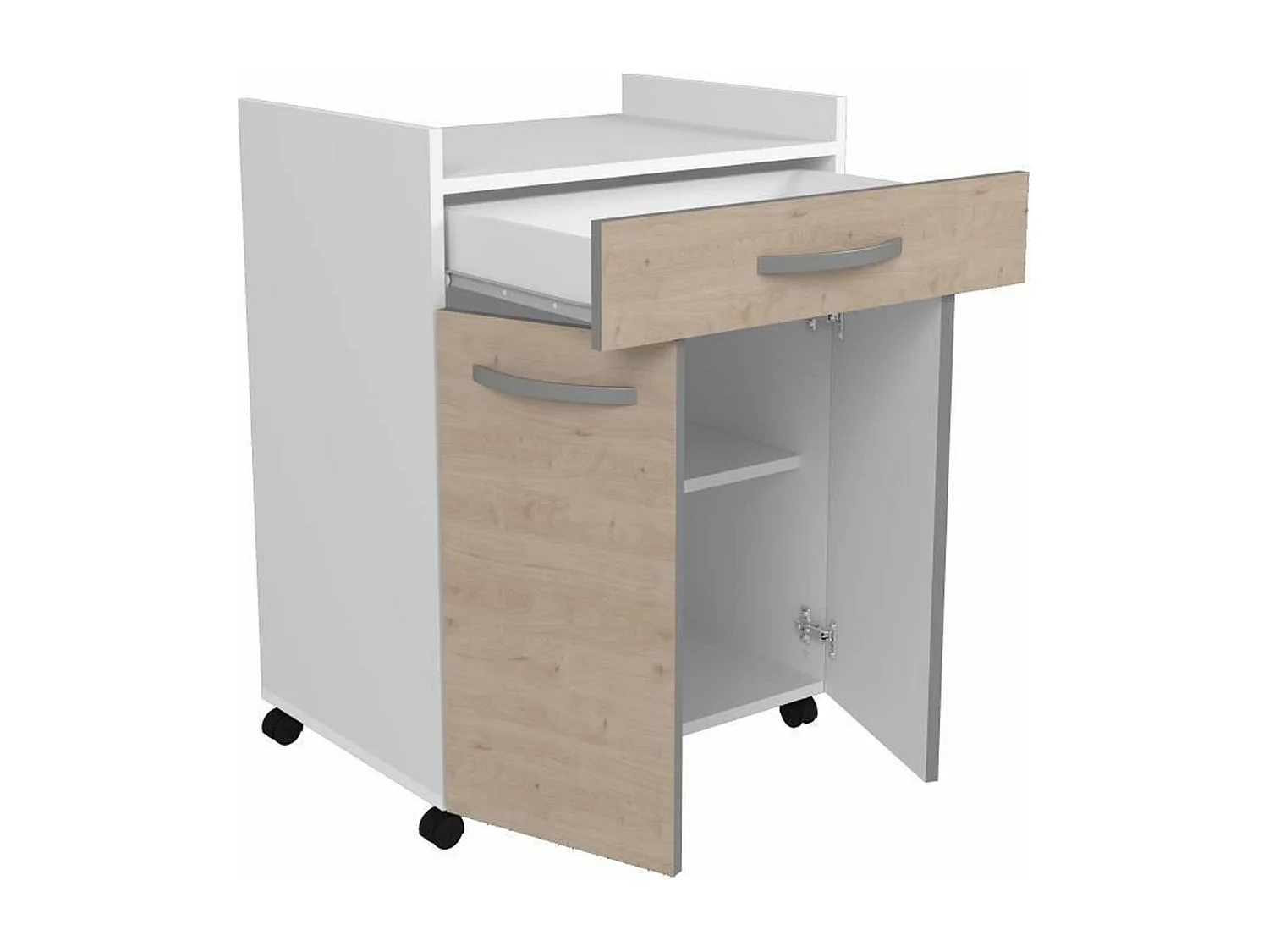 Servidor de 60 cm - 1 cajón y 1 puerta - 60 x 44 x 81 cm - Color roble