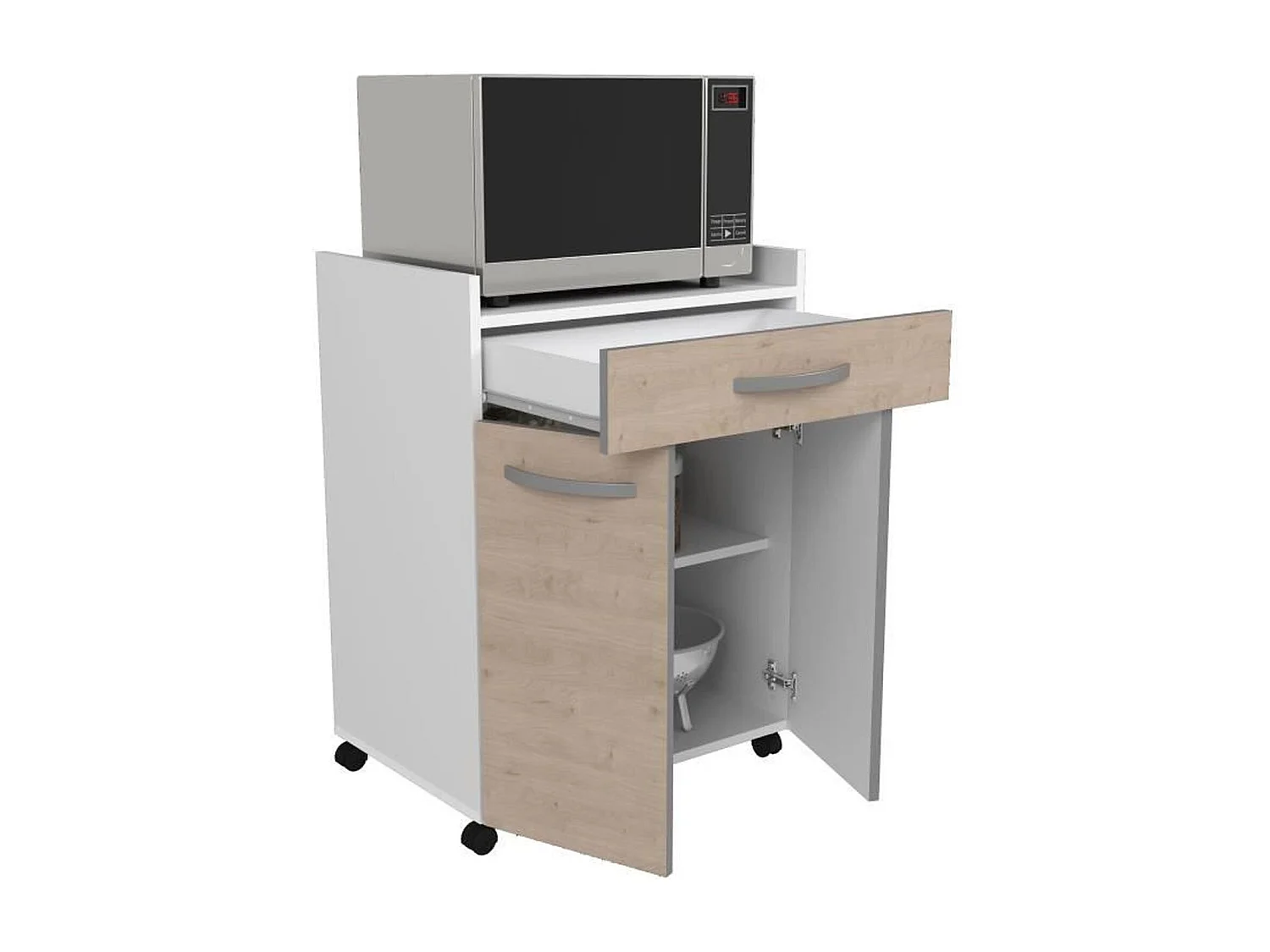 Servidor de 60 cm - 1 cajón y 1 puerta - 60 x 44 x 81 cm - Color roble