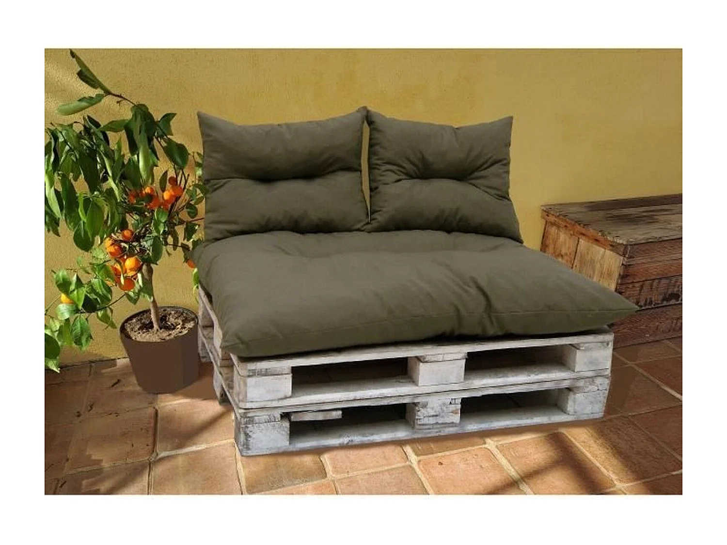 Kit palette classica taupe - materasso + 2 cuscini schienale