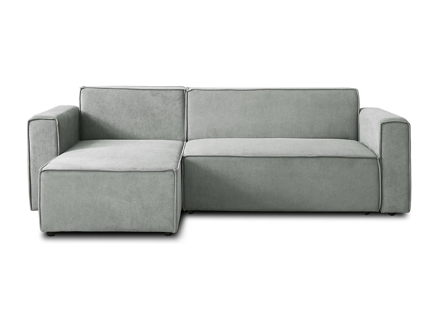 Canapé d'angle convertible réversible Lorenzo en velours côtelé Gris clair