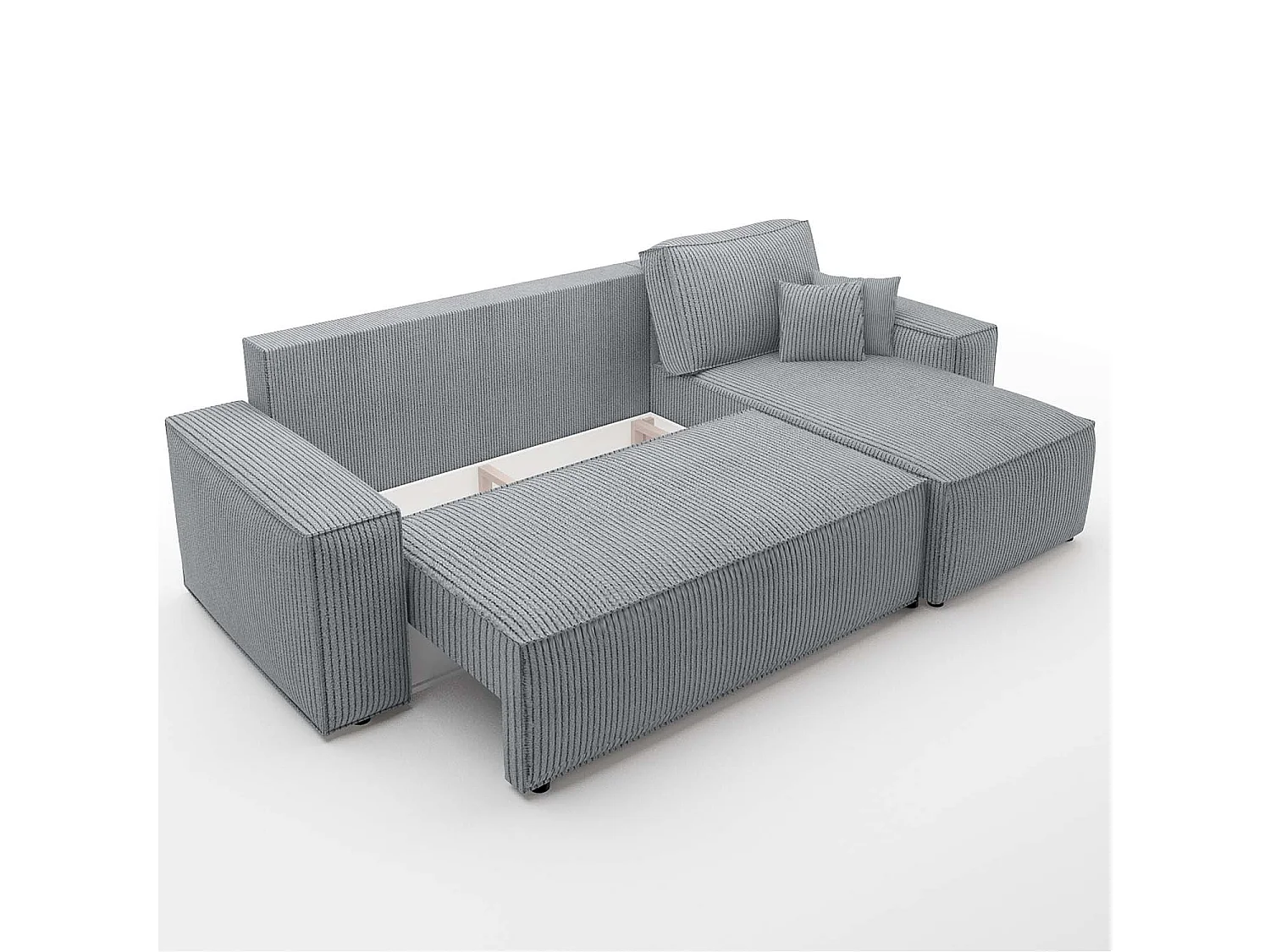 Canapé d'angle convertible réversible Lorenzo en velours côtelé Gris clair