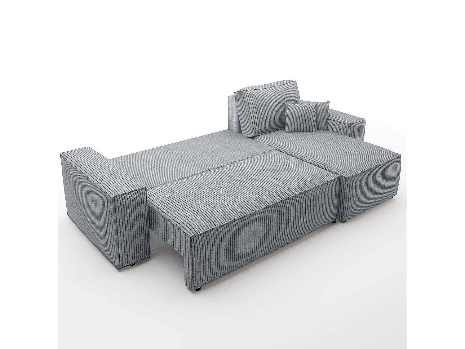 Canapé d'angle convertible réversible Lorenzo en velours côtelé Gris clair