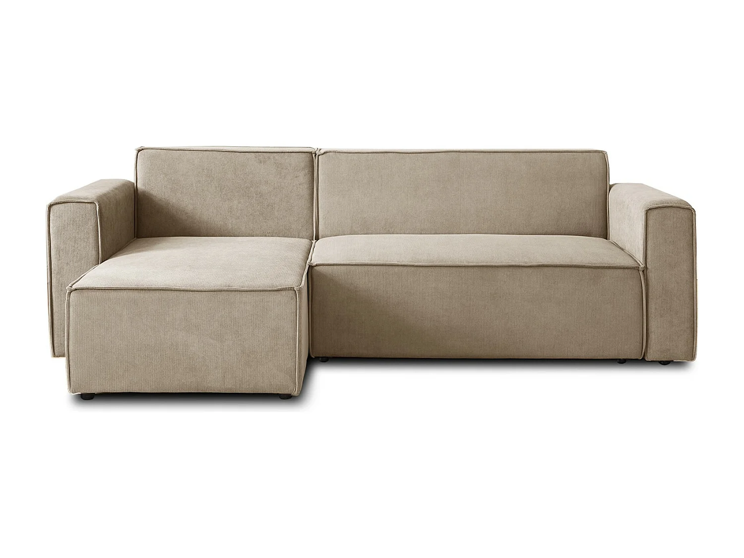 Canapé d'angle convertible réversible Lorenzo en velours côtelé Taupe