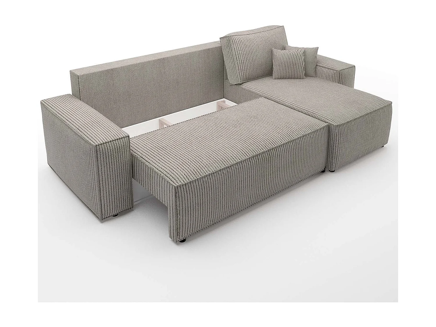 Canapé d'angle convertible réversible Lorenzo en velours côtelé Taupe