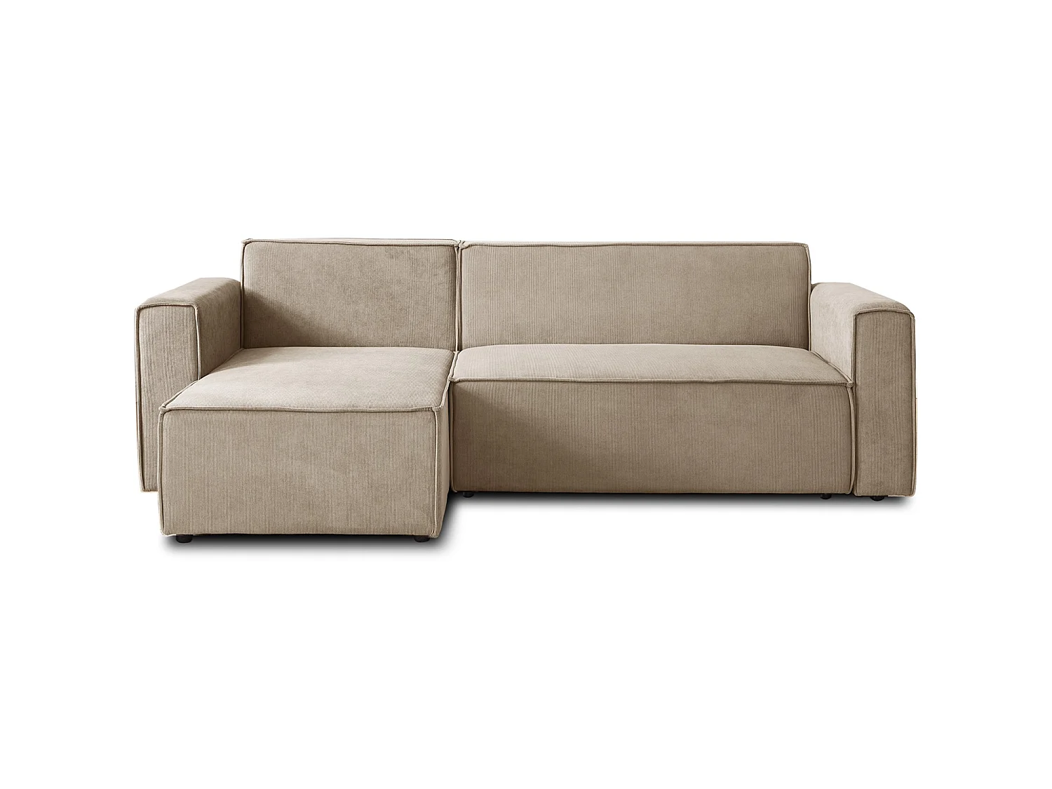 Canapé d'angle convertible coulissant 4 places réversible en velours taupe