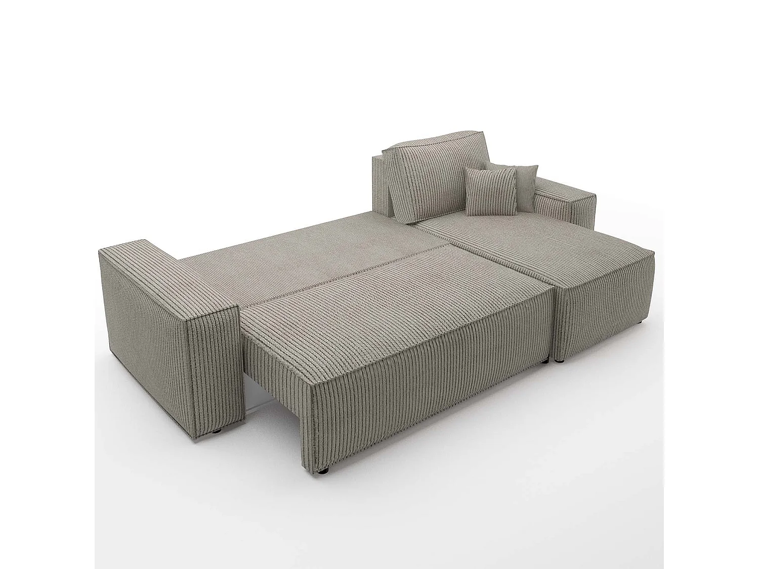 Canapé d'angle convertible coulissant 4 places réversible en velours taupe