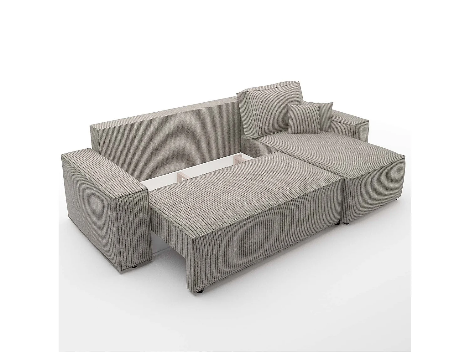 Canapé d'angle convertible coulissant 4 places réversible en velours taupe