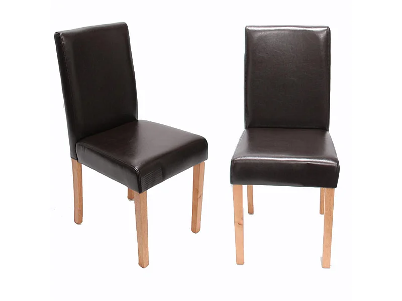 Lot de 6 chaises de salle à manger cuisine en synthétique marron pieds en bois clair design moderne 04_0000711