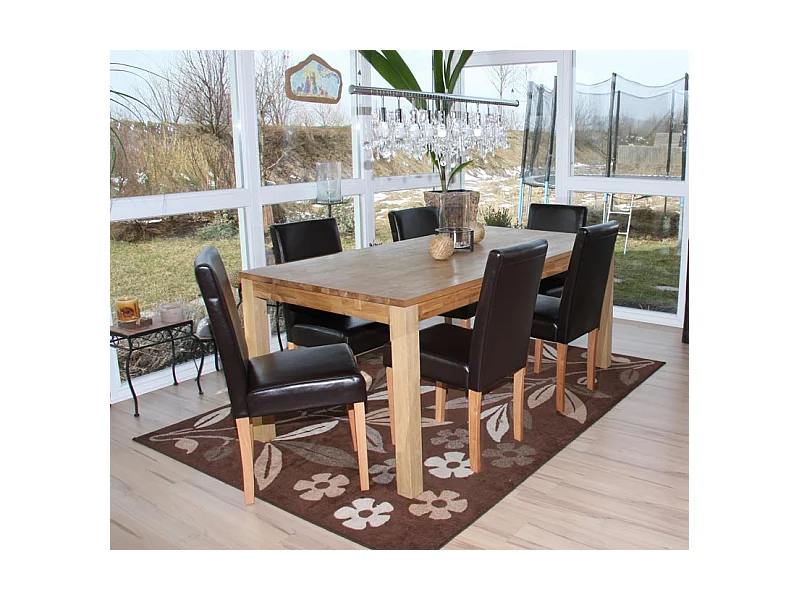 Lot de 6 chaises de salle à manger cuisine en synthétique marron pieds en bois clair design moderne 04_0000711