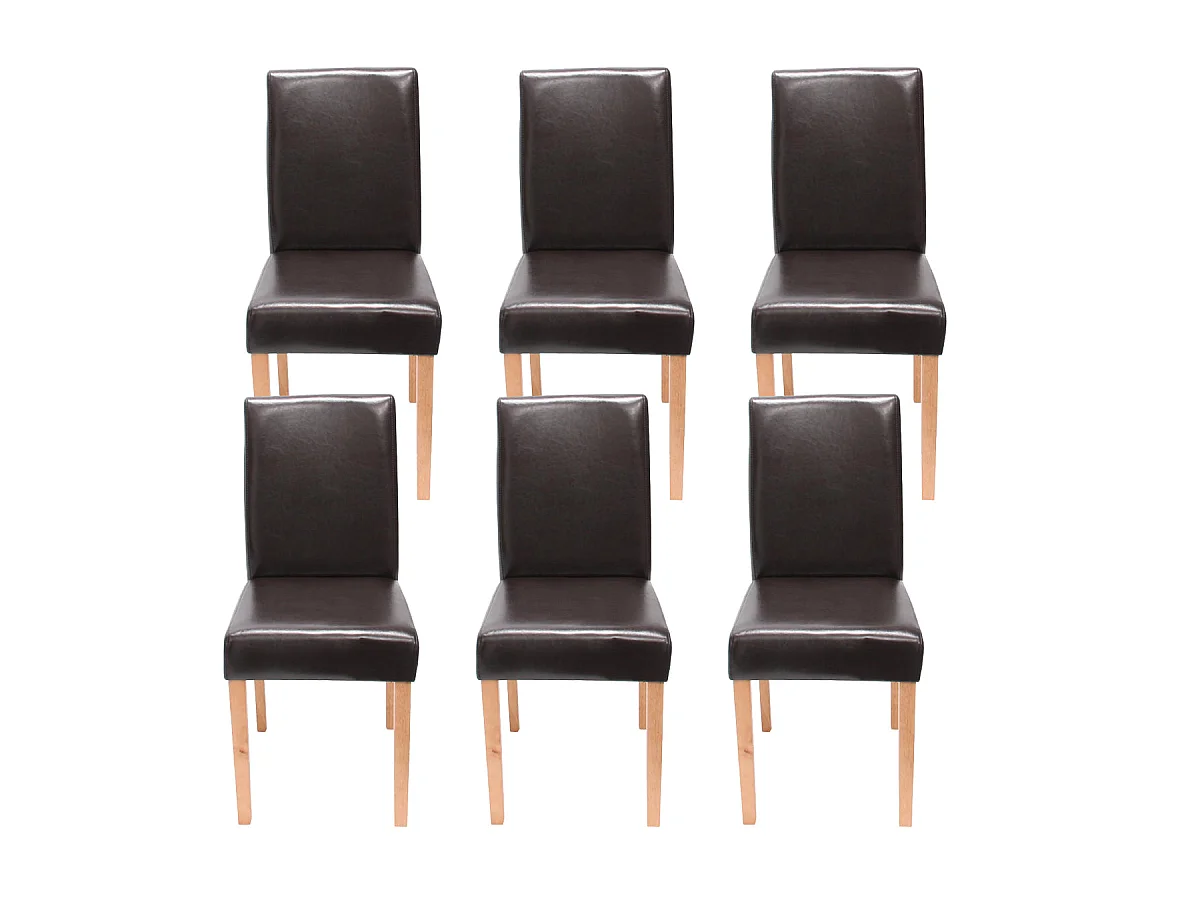 Lot de 6 chaises de salle à manger cuisine en synthétique marron pieds en bois clair design moderne 04_0000711