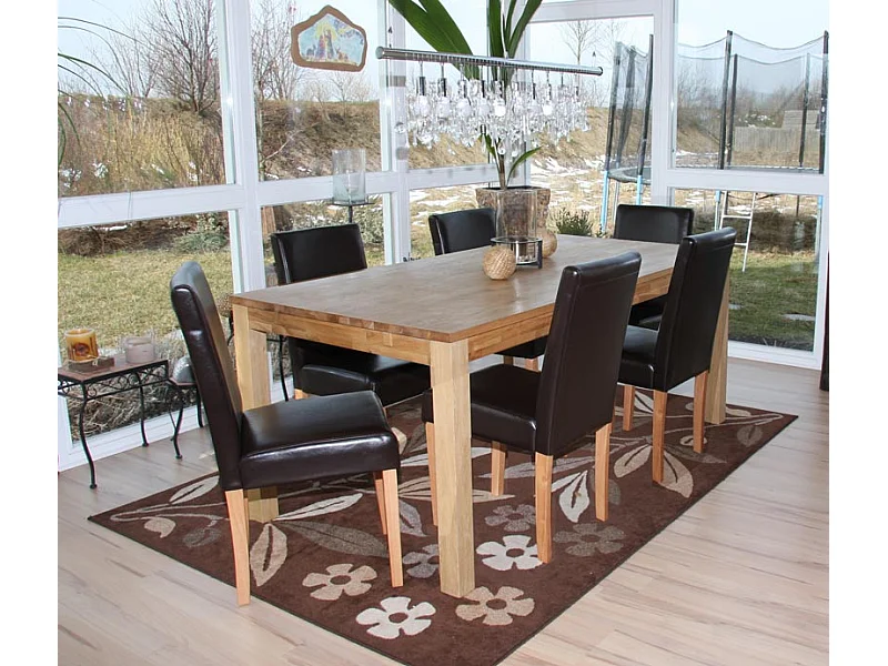 Lot de 6 chaises de salle à manger cuisine en synthétique marron pieds en bois clair design moderne 04_0000711