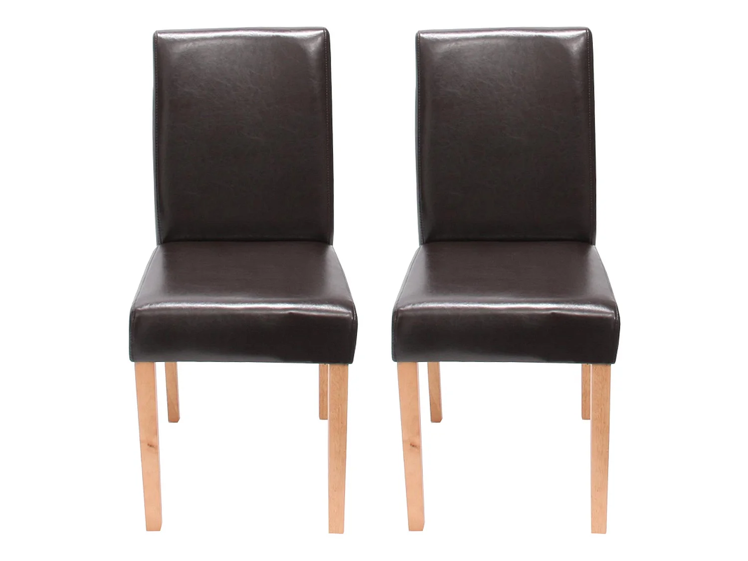 Lot de 6 chaises de salle à manger cuisine en synthétique marron pieds en bois clair design moderne 04_0000711