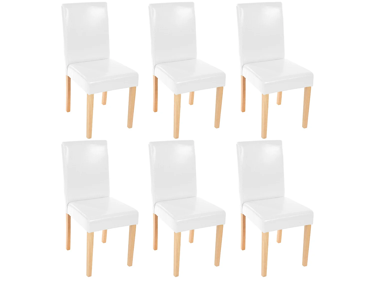 Lot de 6 chaises de salle à manger cuisine en synthétique blanc pieds en bois clair design moderne 04_0000715
