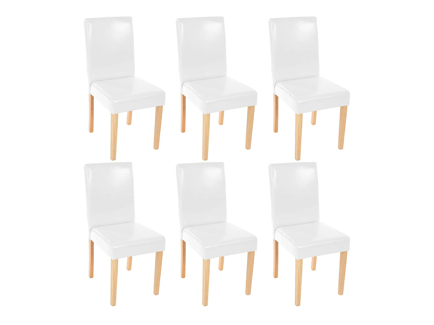 Lot de 6 chaises de salle à manger cuisine en synthétique blanc pieds en bois clair design moderne 04_0000715